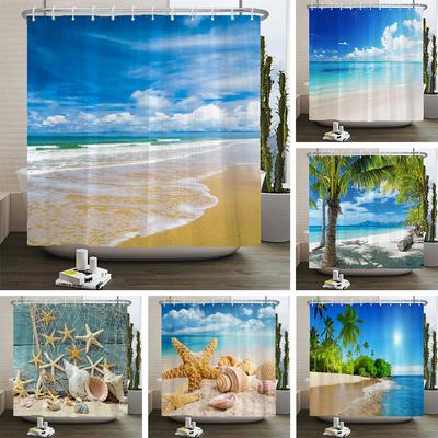 Perdele de duș cu peisaj de plajă 3d, perdele de duș, ocean, mediteraneană, perdea de baie, decorare din pânză impermeabilă, 180*240 cm, perdea de baie