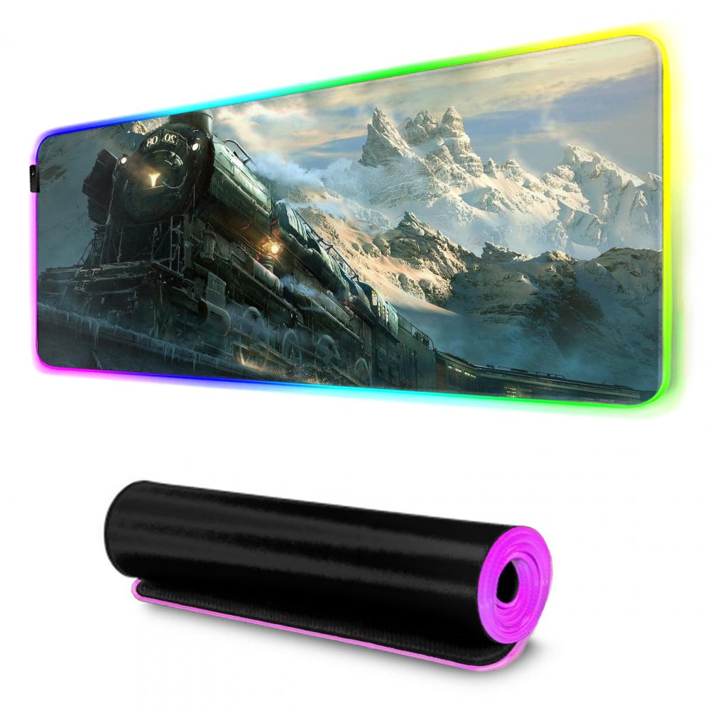 Train Mouse Pad RGB Gaming Mousepad Big LED Pad PC Desk Mat Luminous Mouse Pad Large Keyboard Mats Table Rug With Backlit