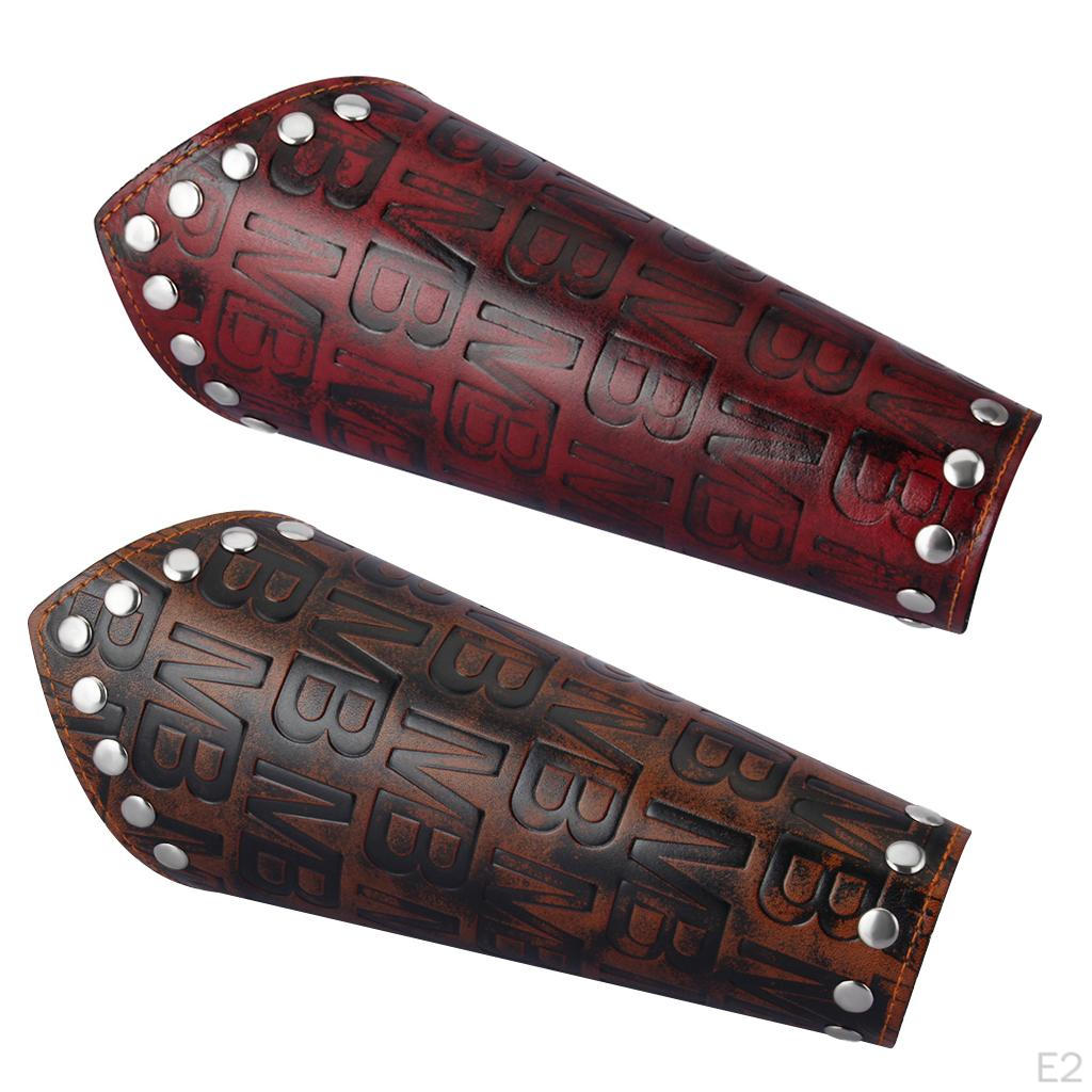 Leather Letters Design Gauntlet Men Women Punk Wristband Wide Bracer Arm Wrap Cuff