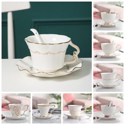 Vintage Tea Cup Set Luxury Milk Cups Kitchenware Ceramic Coffee Cup Spoon Plate Set  Hotel