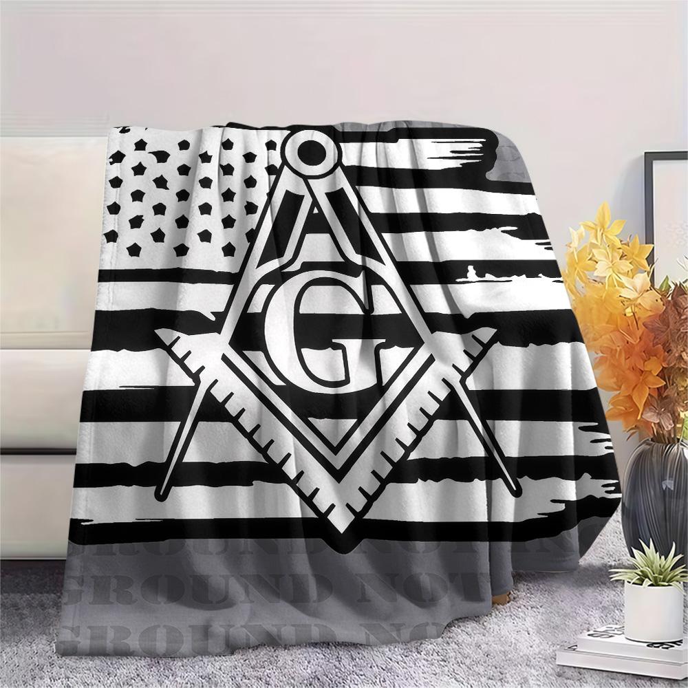 Freemasonry  Print Flannel Blanket, High Quality Comfortable for All Seasons, Home Decor, Warmth and Comfort