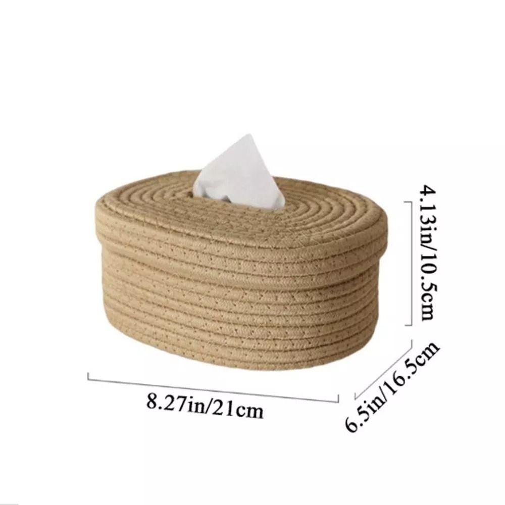 New Rectangle Woven Desktop Tissue Box Cotton Rope Portable Pumping Paper Box Home Decor Storage Bag Tissue Bag