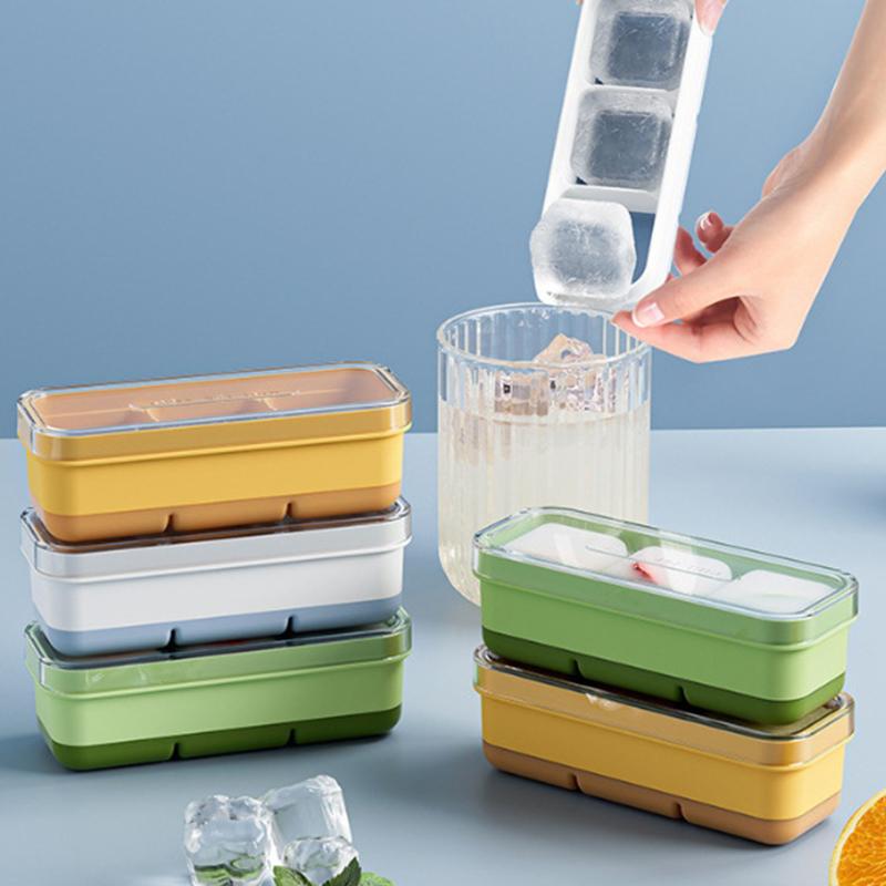 New 3-grid Ice Tray Making Mold for Household Ice Tray Reusable Ice Maker Storage Box with Lid Frozen Cubes