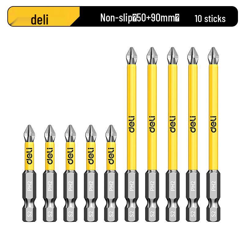 Deli Tungsten Steel Magnetic Anti-slip Phillips Drill Bit Set