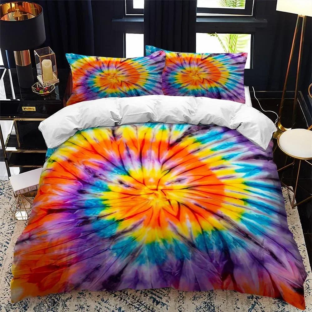 Color tie dyeing Comfortable Duvet Quilt Cover Pillowcase Bedding Set Children Bedroom Decoration Home Textile