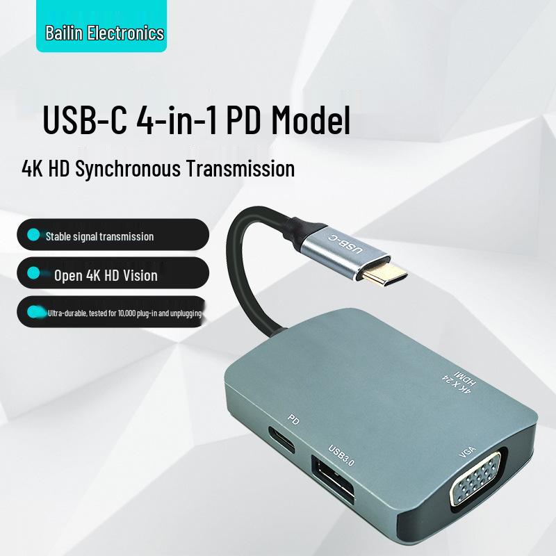 

USB-C High-Speed 4-in-1 Multifunctional Stable Transmission Adapter Cable for Computers and Tablets