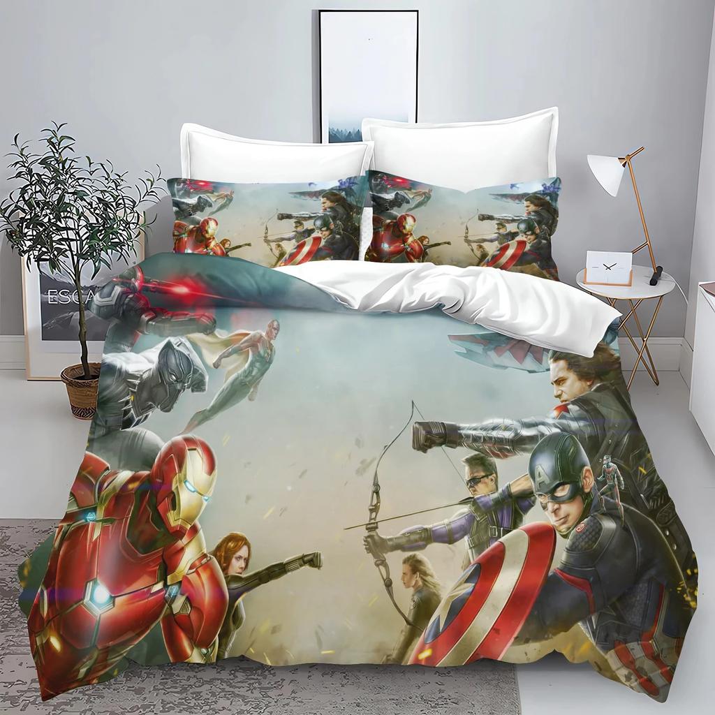 The Avengers Hero Duvet Cover Pillowcase Bedding Set Adult Boy Girl Bedroom Decoration Children Single Double Large Size