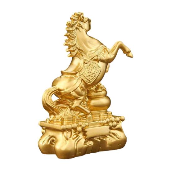 Golden Feng Shui Horse Sculpture 2026 Zodiac Horse Statue Chinese New Year Zodiac Blessing