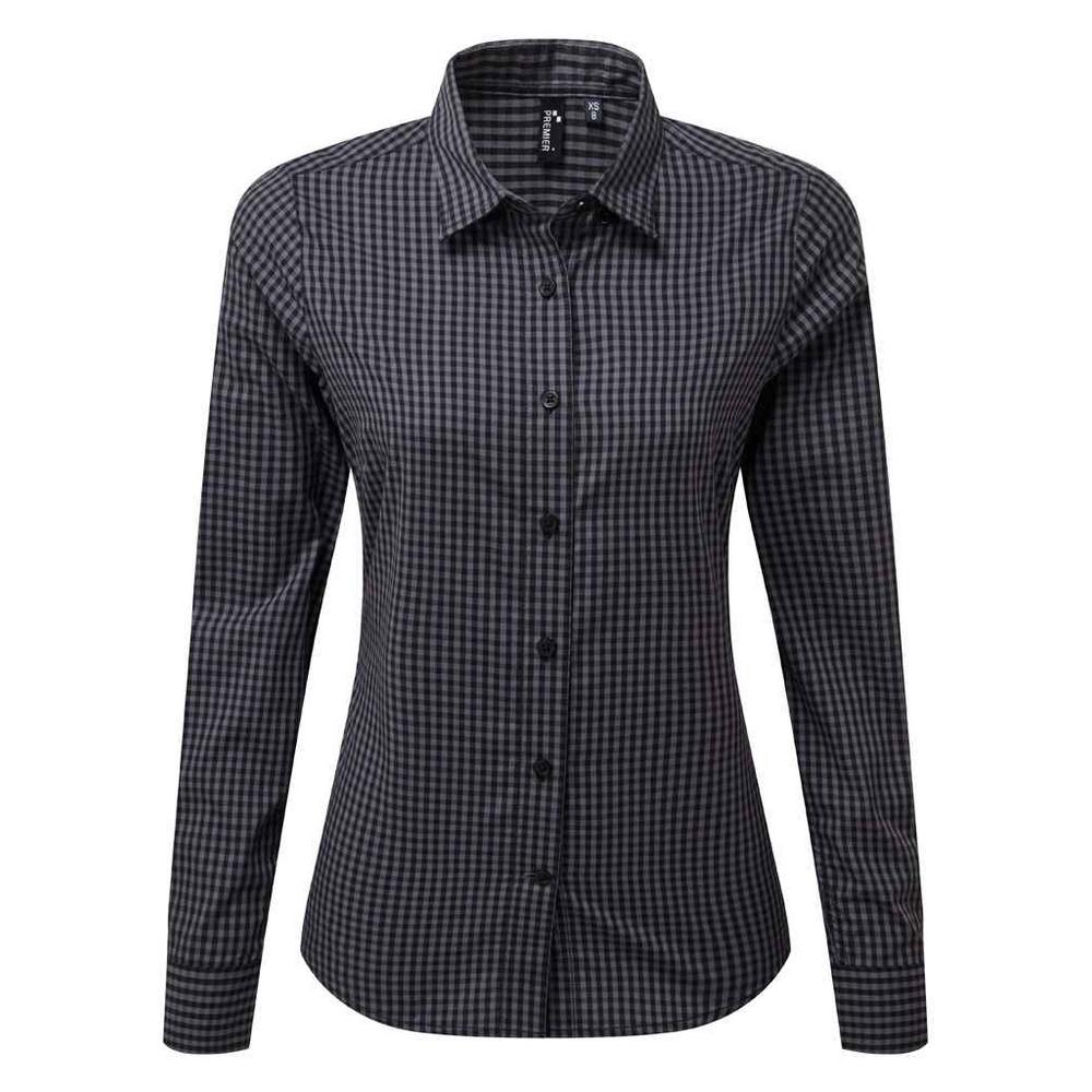 Premier Womens/Ladies Maxton Checked Long-Sleeved Shirt