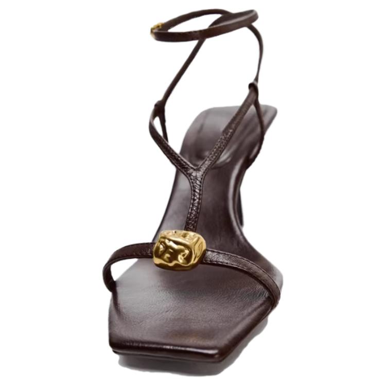 Zara Minimalist Versatile High Heel Sandals Women Footwear Brown 12336410