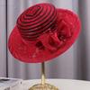 Summer beige top hat women's French retro fashion flat top straw hat breathable lace flat brim sun protection visor hat