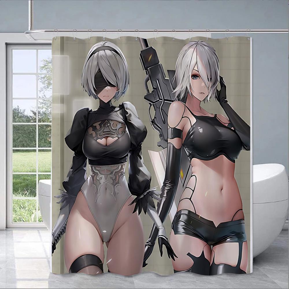 Shower Curtain Waterproof Polyester Fabric Paint Colorful Curtains Adventure game Nier Automatas Home Bathroom Decor With Hook