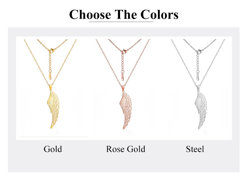 Cazador Hollow Wing of Angel Pendant Necklaces Feather Wings Stainless Steel Gold Color Charm Necklaces for Women Jewelry Kpop