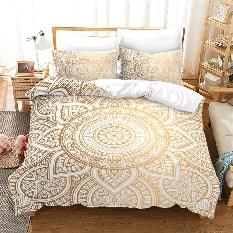 Comforter Mandala Floral Bohemian Flowers Bedding Set Microfiber Exotic Geometric Twin Full For Kids Adults Decor