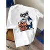Herren-T-Shirt mit coolem Bären-Print, „I'M COOL LIKE THAT“ Buchstaben-Grafik, Modische Brille, Halskette und Denim-Trend-Logo, Beliebte Marke im Ins-Stil