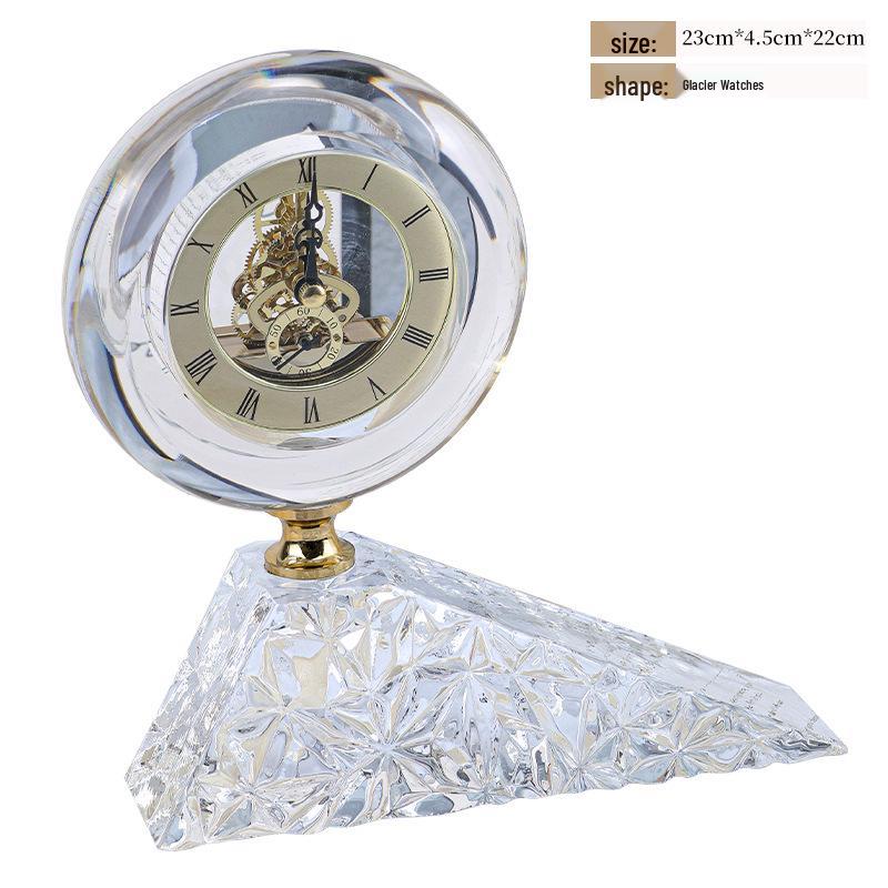 Luxury Glacier Crystal Clock Ornament for Living Room and Hotel Décor