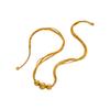 AU999 24K Gold Women's Brushed Necklace | 3D - hollow cat's eye, brushed chain with gold - bead tassels, lively & glittering