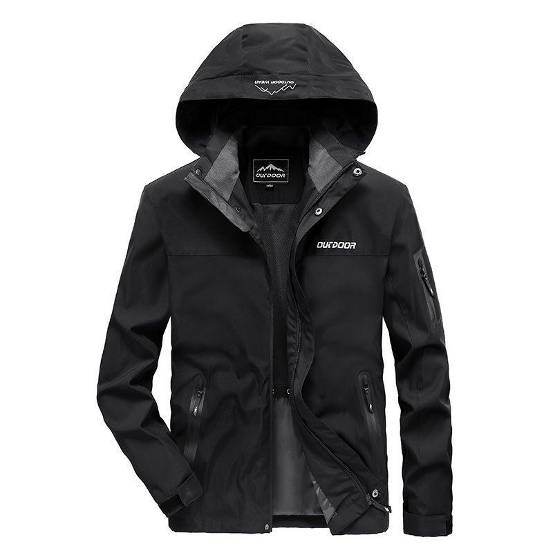 Men's Windproof Waterproof Fleece-Lined Jacket with Removable Hood for Autumn and Winter - Stain-Resistant Outdoor Mountaineering Outerwear.
