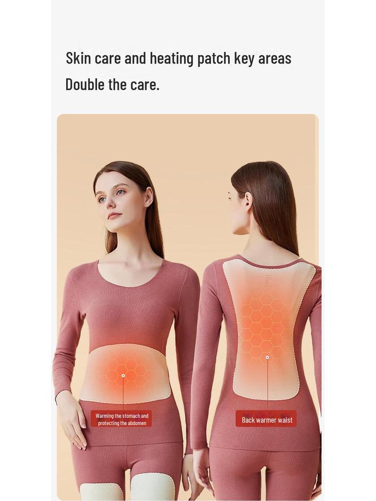 Aoweizi Women's Silk & Hyaluronic Acid Thermal Underwear Set - Autumn/Winter, Plus Velvet Thickened.