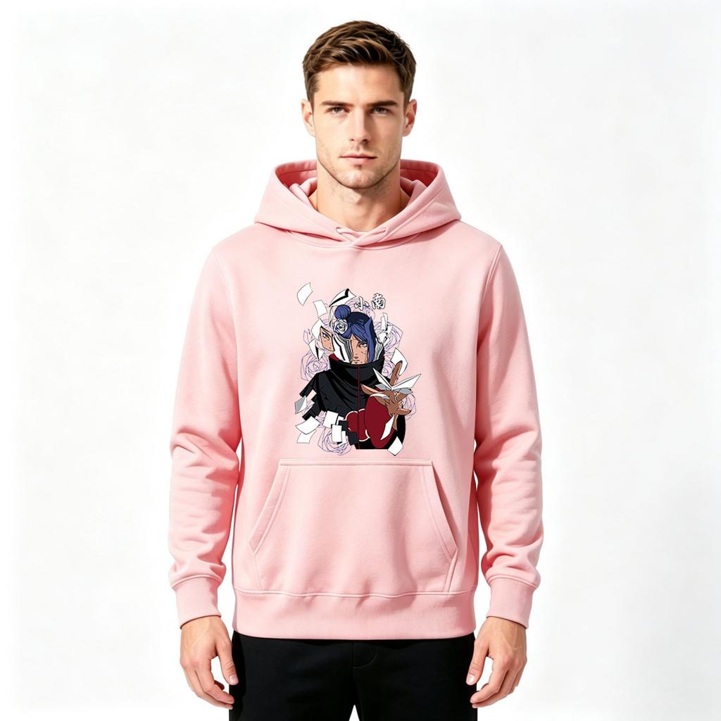 Men's Printed Pullover Hoodie Anime Character Graphic Casual Long Sleeve Sweatshirt for Daily Wear