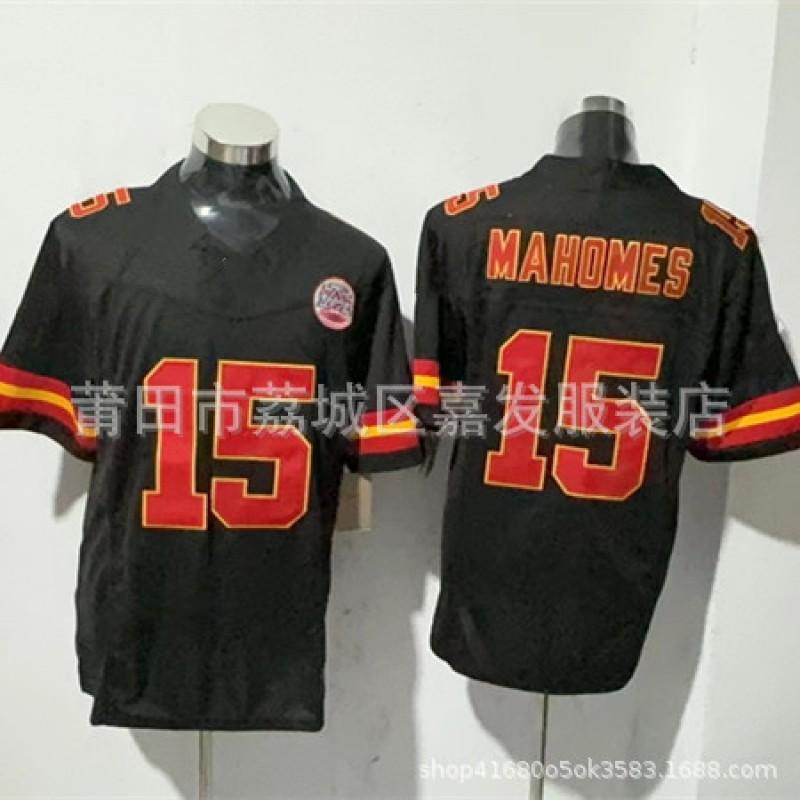 Mens Kansas City Chiefs NFL Football Jersey Patrick Mahomes 15 Travis Kelce 87 Authentic Style Cotton Team Sport Shirt