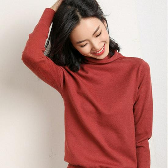 Maglione pullover a collo alto in pile da donna - Versatile e vestibilità aderente
