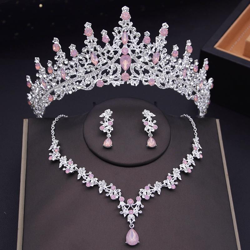 Women Wedding Crown Jewelry Sets Bridal Tiaras Necklace Earrings set Princess Girls Party Prom Bride Jewelry Set Aecessories