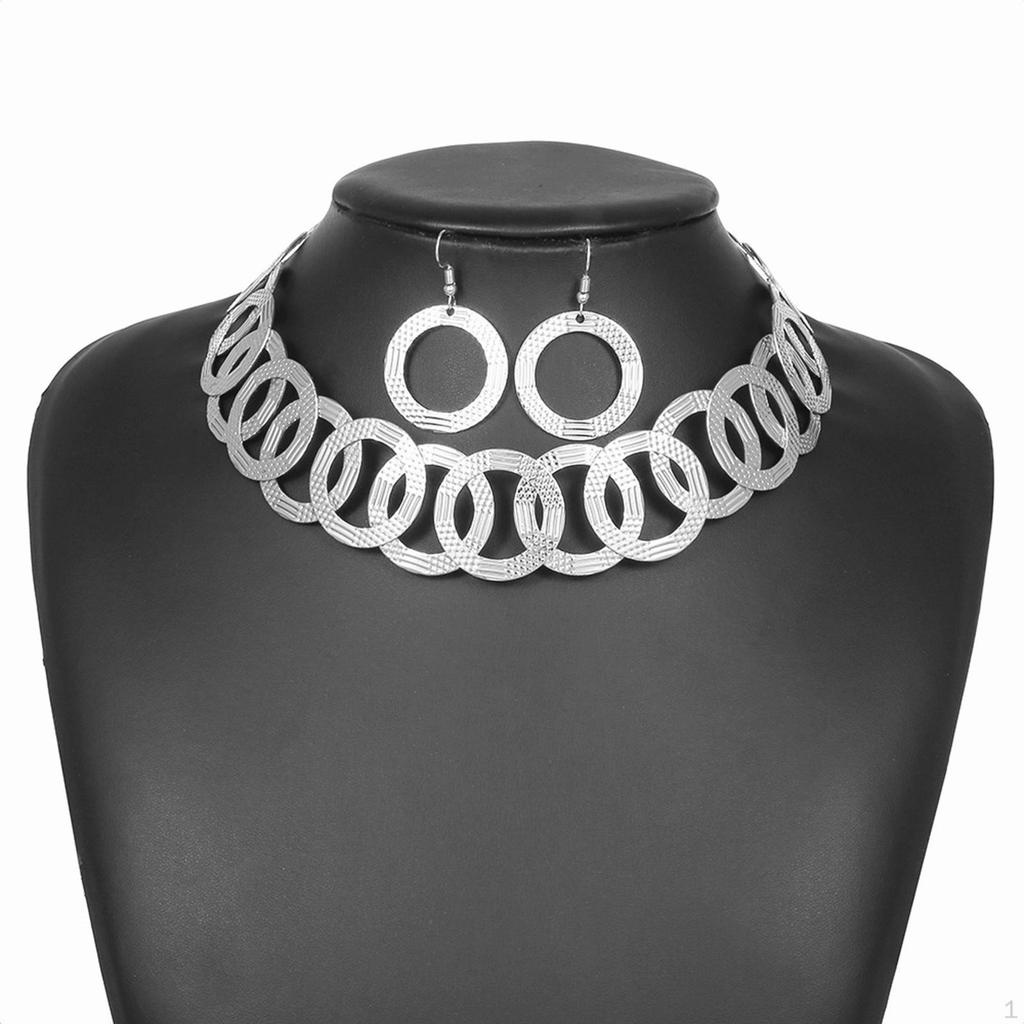 Exaggerated Choker Earrings Set Gift Vintage Adjustable Jewelry for Birthday
