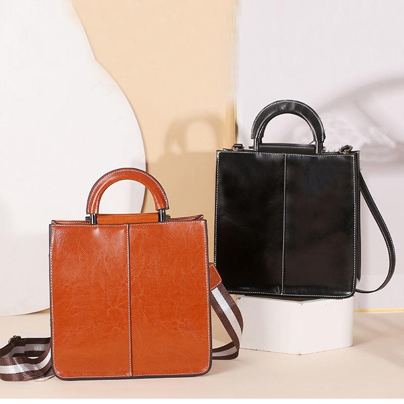 Bolsos de cuero auténtico para mujer, bolso de mano de lujo con cremallera, bolsos de mano de piel de vaca, bolso bandolera de diseñador