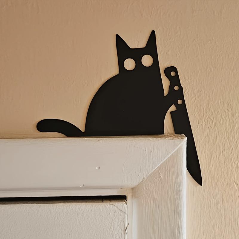 

Gothic Black Cat Door Decorative Ornament 3D Printed Plastic, Suitable for Indoor and Outdoor Use, Perfect for Halloween Decorations чёрный