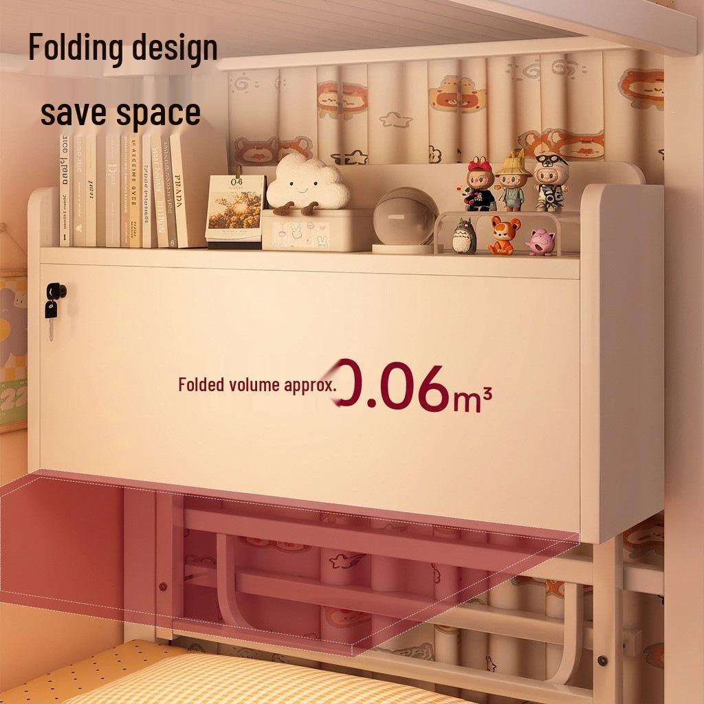 Cama litera escritorio plegable compacta con almacenamiento de mesita de noche con cerradura