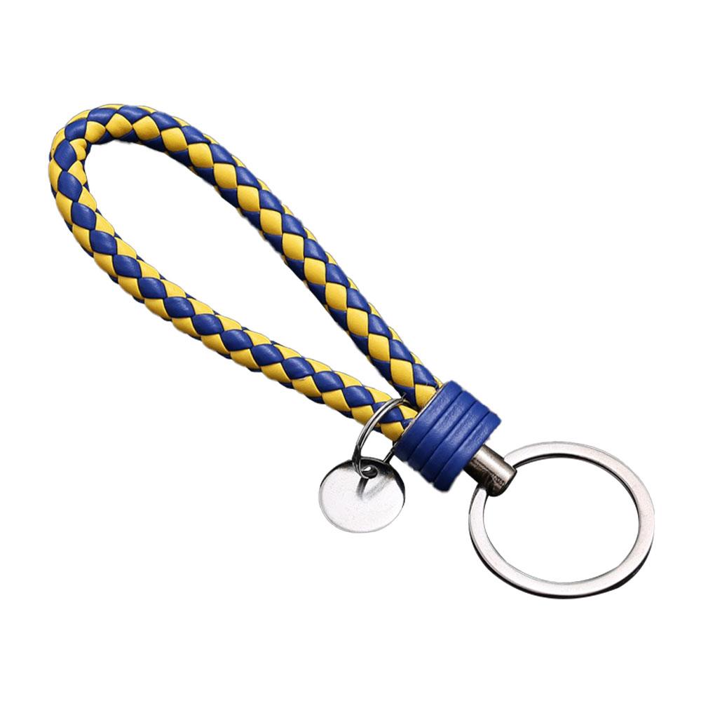Leather Braided Woven Rope Keychain Diy Bag Pendant Key Car Holder Keyring