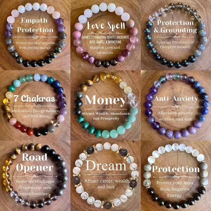 8mm Natural Stone Beaded Bracelet for Women, Attract Wealth Good Luck Jewelry, Colorful Fashion Party Gift Bracelet