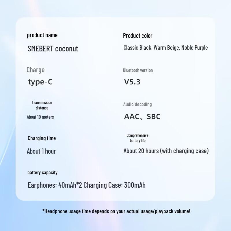 SMEBERT Coconut Ball Wireless Bluetooth Earbuds