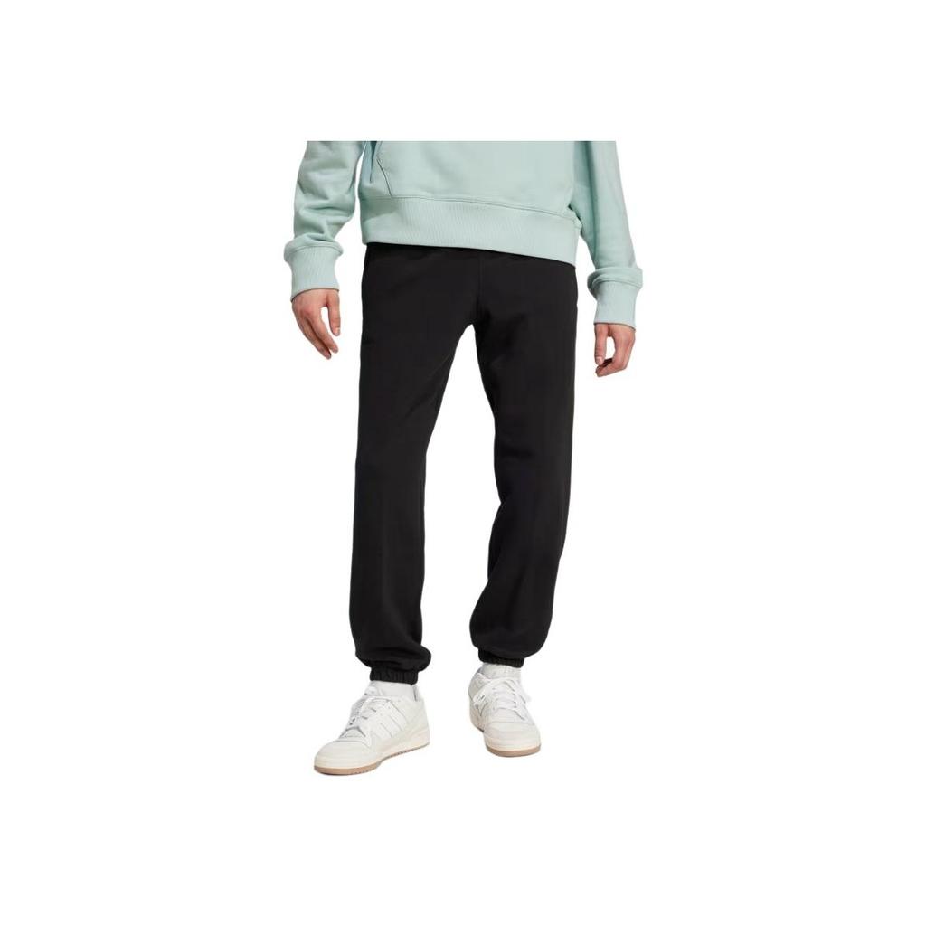 Adidas Originals Premium Essentials Loose Fit Elastic Waistband Solid Color Tapered Knit Joggers Men Joggers Black IY2245