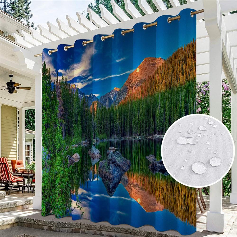 Perdea impermeabilă de exterior cu imprimare digitală peisaj Draperie Ușă glisantă Foyer Pergola Verandă Dimensiuni Perdele fabricate din poliester