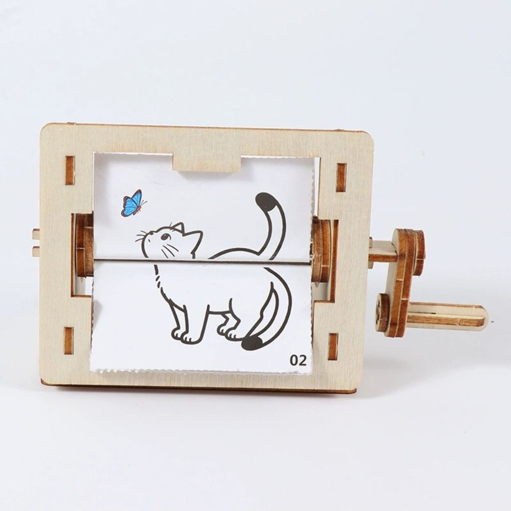 Wooden Science Experiment Toy Assembly Science Handmade Craft Hand Cranked Animation Birthday Gift
