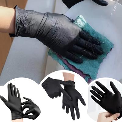 100 Black Composite Nitrile Gloves - Disposable Gloves Suitable for Kitchen, Dishwashing, Home Cleaning, Indoor and Outdoor Use