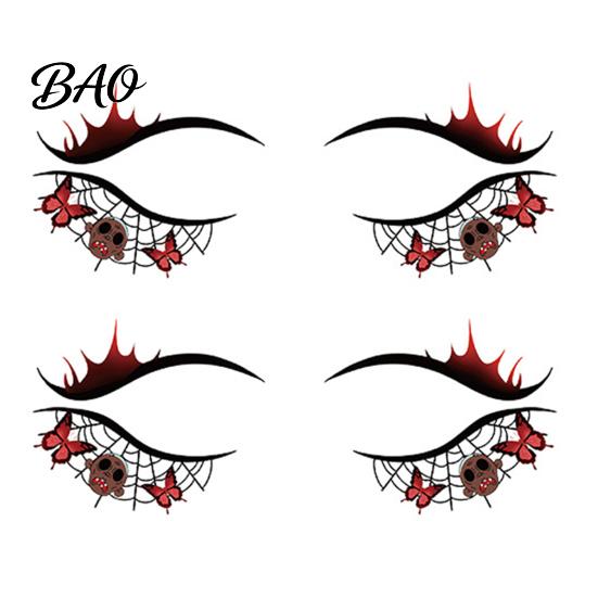 Ghostly Eye Decorations 2 Pairs Halloween Tattoo Stickers, Waterproof Temporary Face Decals with Creative Festival Party Supplies Pumpkin Bat