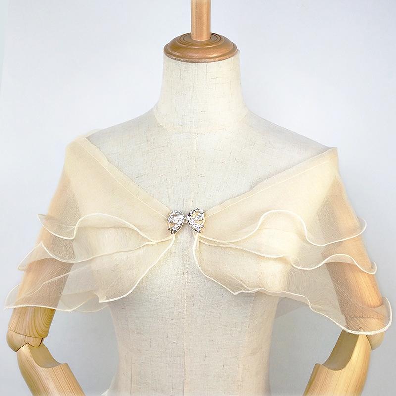 1Pc Solid Color Forest System Shawl Fashion Wedding Gown Versatile Bow Button Thin Style One Shoulder