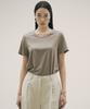 Siyajyu Sitp5154 Silket Loose Fit U-Neck Short Sleeve T-Shirt_Khaki Brown