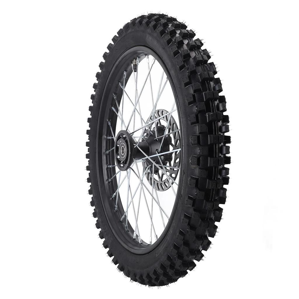 17 Inch Excellent Traction Front Wheel Rim Tire Dirt Bike Front Wheel Assembly 15mm Rim Axle with Brake Rotor for Pit Dirt Bike