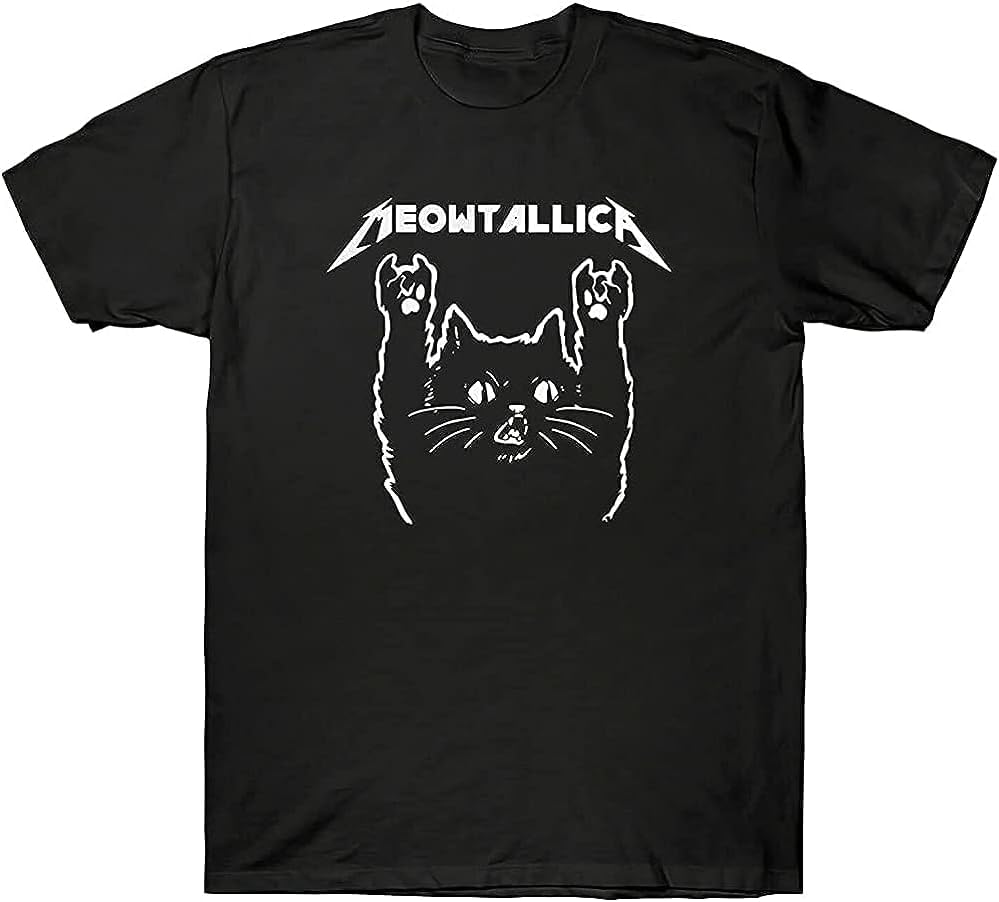 Meowtallica Kittens Love Meow Cute Rock Music Men s T Shirt Cotton Tee Colour10 XS чёрный