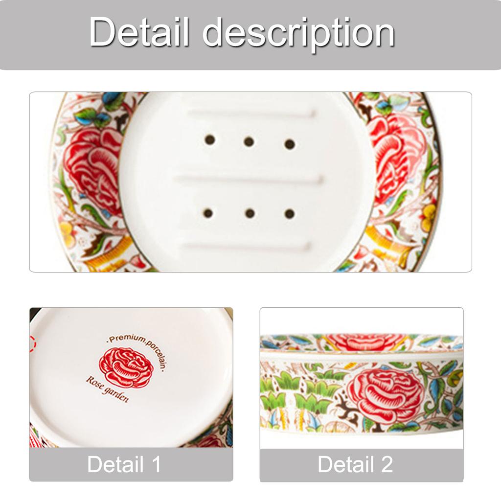 Plato de Jabón de Cerámica Con Flor Pintada a Mano Soporte para Jabón Para Decoración de Baño Elegante Soporte para Jabón Horneado a Alta Temperatura