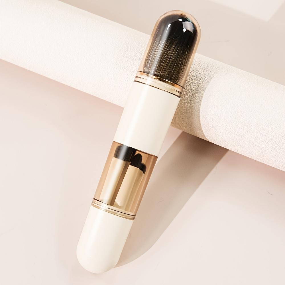 6-in-1 Retractable Makeup Brush Set Portable -Shaped Storage Kit with Retractable Blush Brush Hidden Angled Foundation Brush