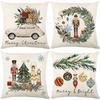 Christmas Theme Short Plush Pillow Cover Set Holiday Print Cushion Case for Living Room Sofa Home Decor 45x45cm