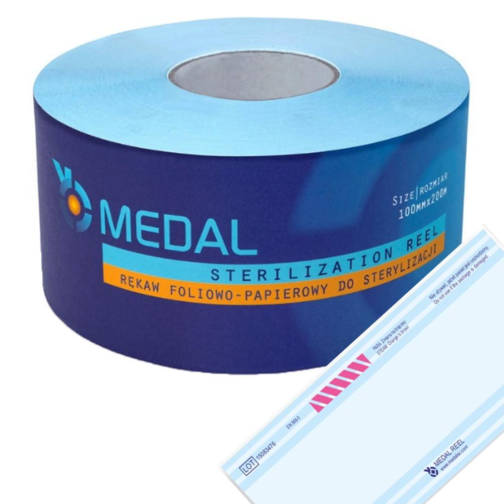 Steam Sterilization Sleeve 100mm x 200m Flat Paper-Foil 1 Roll