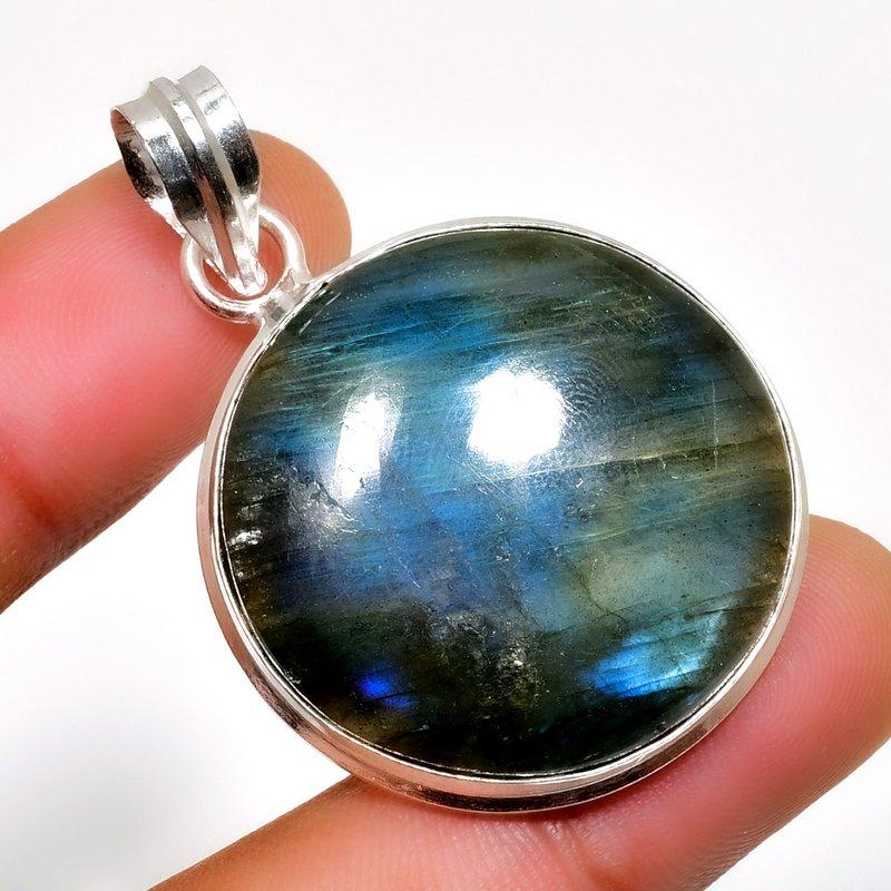 

Ювелирный кулон ручной работы с драгоценным камнем Лабрадорит 925 пробы, посеребренный, 1,70 дюйма