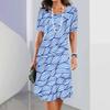 2026 Summer Fashion Personality Printing O-neck Short-sleeved Loose Dress Female Sexy Party Dress