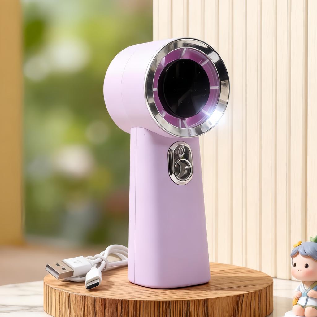 Simple and Fashionable Handheld High-speed Moisturizing Spray Fan with Three Speed Settings and USB Charging Function Small Fan
